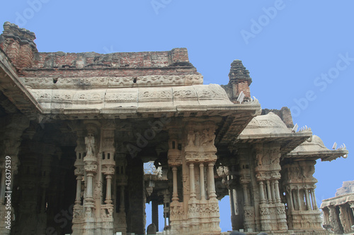 Musical sub pillars at Vijaya Vittala Temple in Hampi, Karnataka, \India, Asia photo