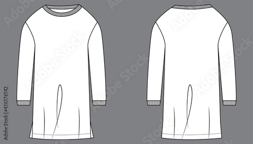 Round neck womens Long sleeve sketch vector artwork.