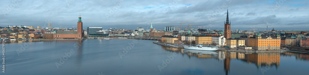 Panorama of the central part of modern Stockholm on a March afternoon Panorama of the central part of modern Stockholm on a March afternoon