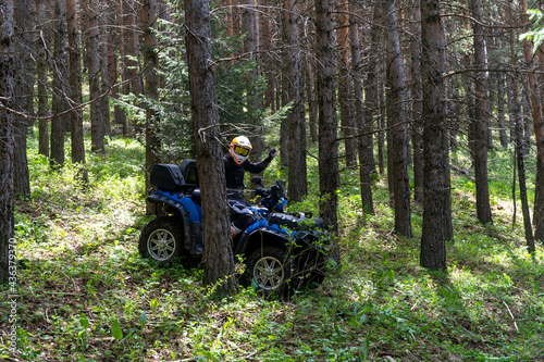 ATV for a walk. ATV driver in the mountains