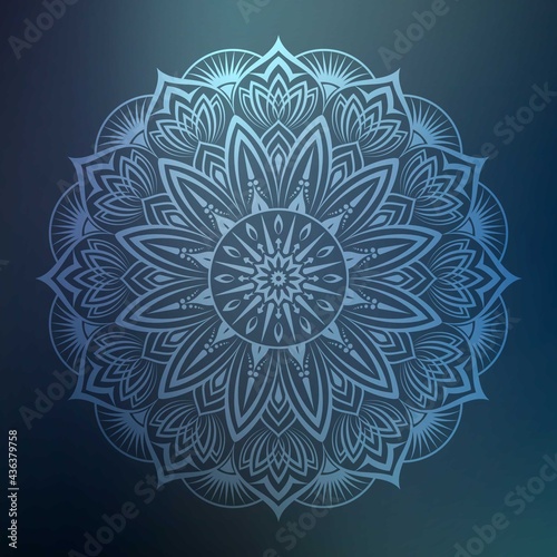 Ornamental mandala with silver color arabesque floral pattern Islamic east style