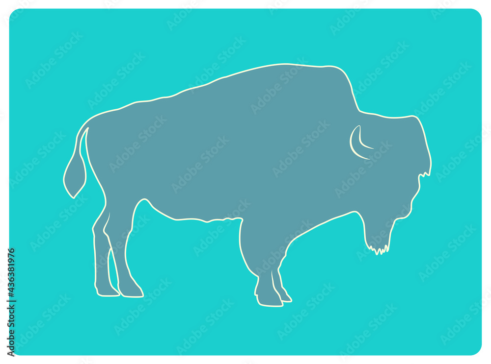 Buffalo, bison, outline drawing, emblem, badge, logo. Buffalo, bison, outline drawing, emblem, badge, logo.
