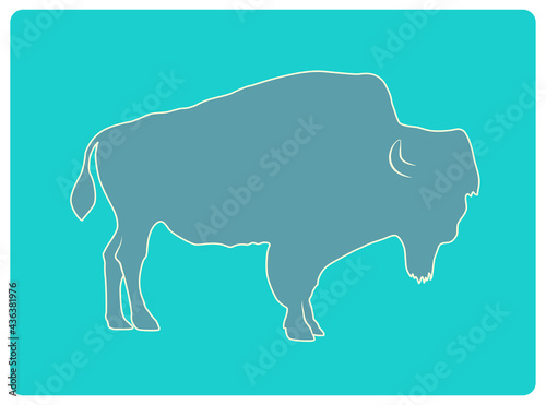 Buffalo, bison, outline drawing, emblem, badge, logo.