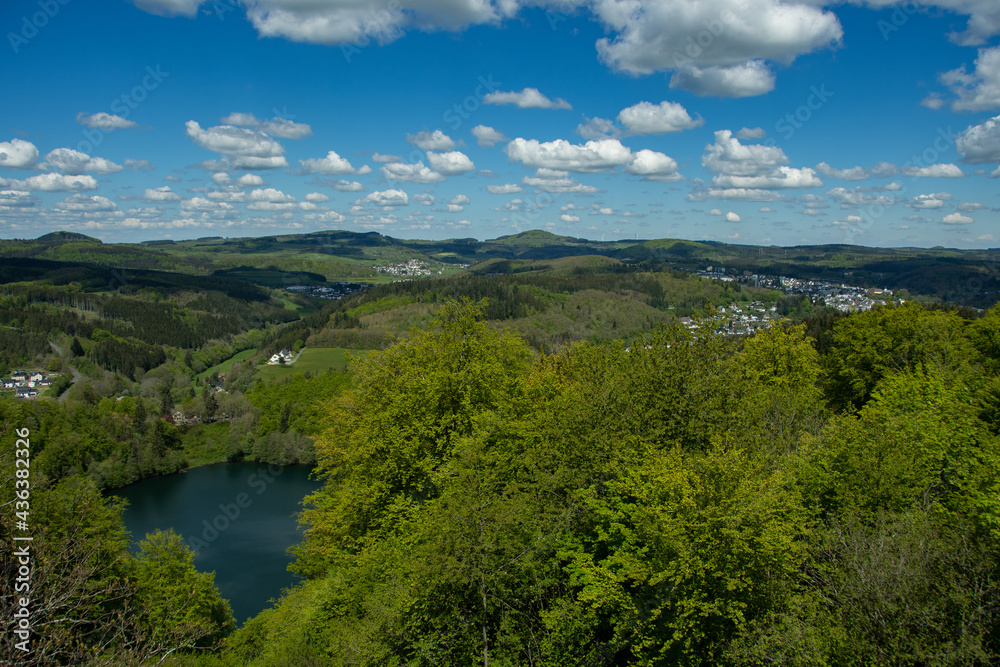 The view from the Dronketurm to the Gemündener Maar and Daun
