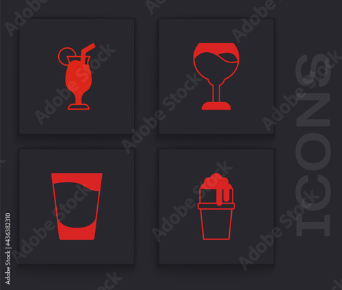 Set Glass of beer, Cocktail, Wine glass and Shot icon. Vector
