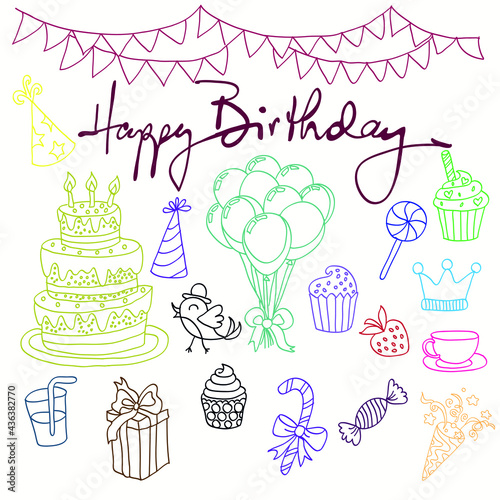 set of birthday elements