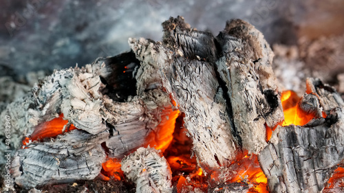 Glowing pieces of open fire