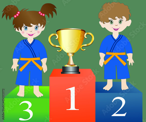 winners on the pedestal