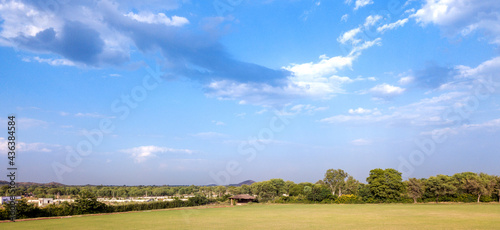 The beautiful landscape and cloudy sky at Indian Rajasthan Village.