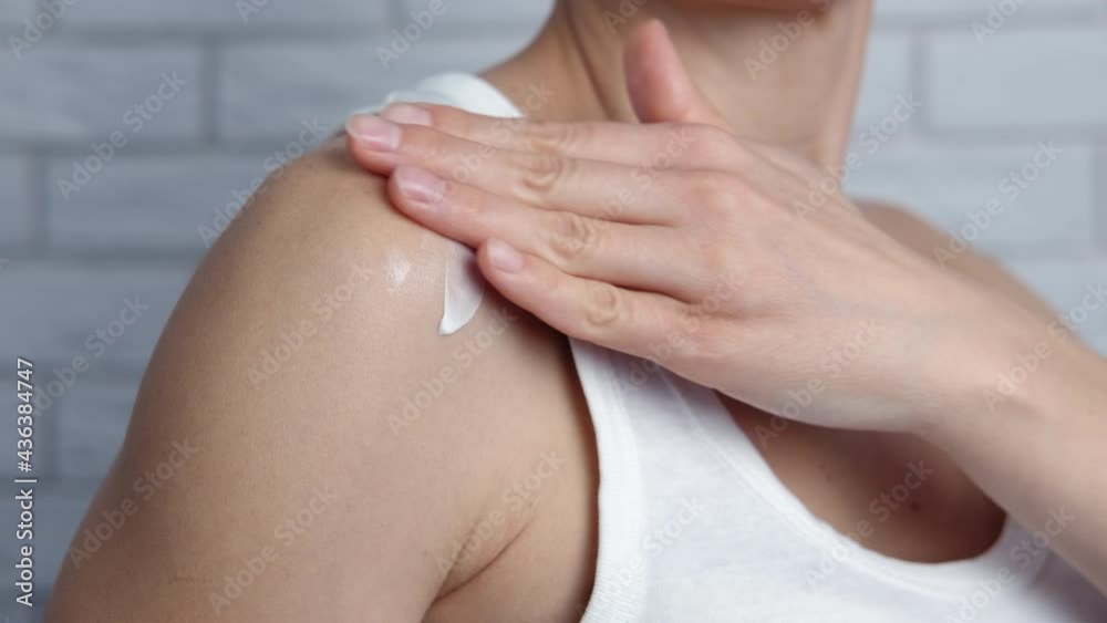 Woman lotion for body care. A girl use moisturizing cream for her body skin. Woman lotion for body care. A girl use moisturizing cream for her body skin.