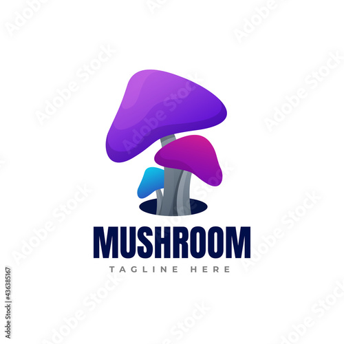 Mushroom gradient colorful logo. Mushrooms colorful style logo template