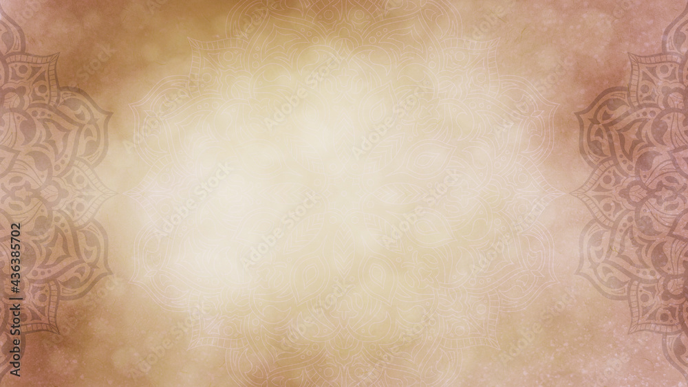 Earthy soft textured background with mandala details - copy space