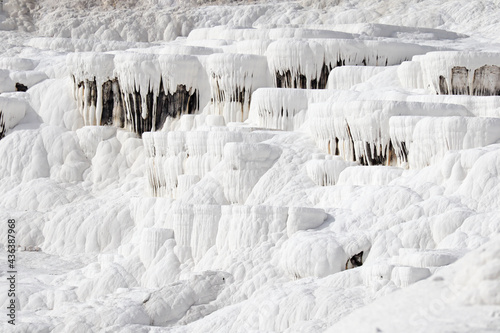 Wallpaper Mural Close up of white limestone natural travertine terraces in pamukkale with pools full of carbonated water Torontodigital.ca