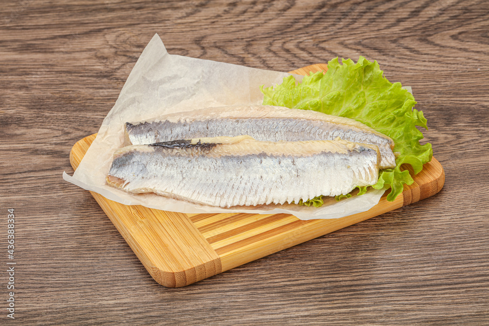 Herring fillet with salad leaves Herring fillet with salad leaves