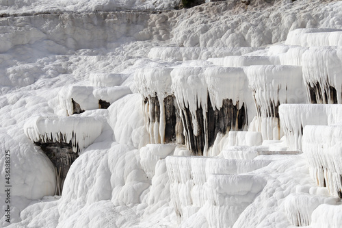 Wallpaper Mural Close up of white limestone natural travertine terraces in pamukkale with pools full of carbonated water Torontodigital.ca