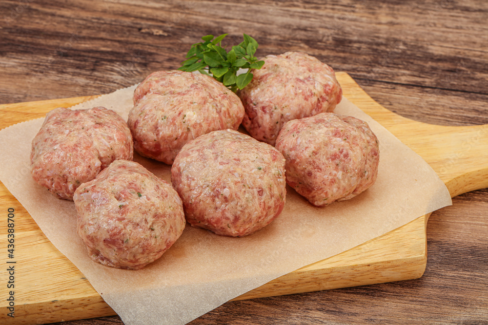 Raw turkey meatball for cooking Raw turkey meatball for cooking