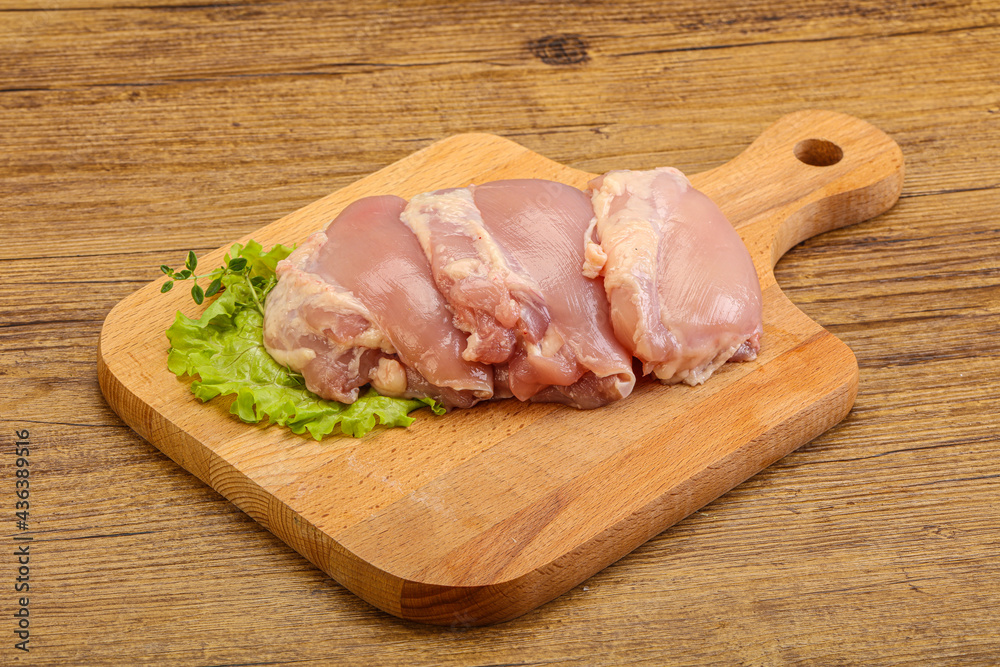 Raw chicken boneless and skinless leg Raw chicken boneless and skinless leg