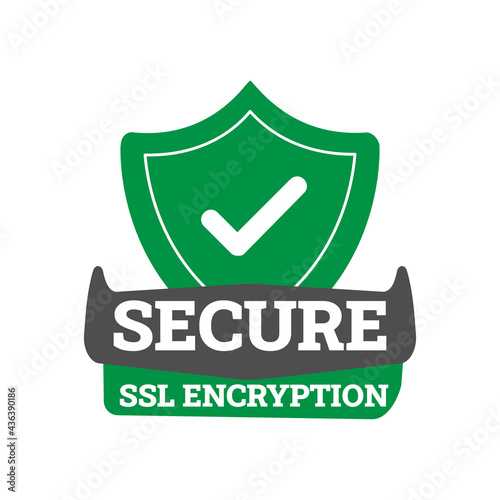 Secure connection icon vector illustration isolated on white background, flat style secured ssl shield symbols, protected safe data encryption technology, https certificate privacy sign