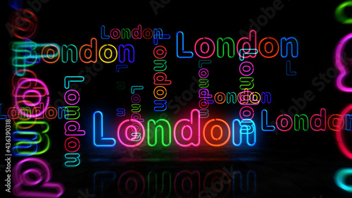 London symbol neon light 3d illustration