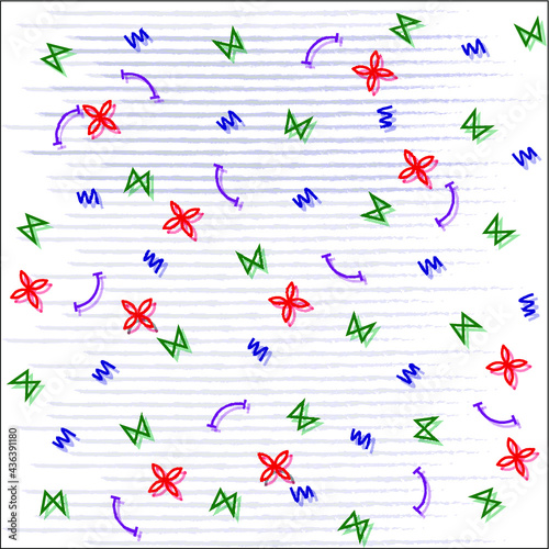 Bright pattern in the style of the Memphis line. Geometric pattern for the cover, booklet, wallpaper, gift. Pattern birthday.