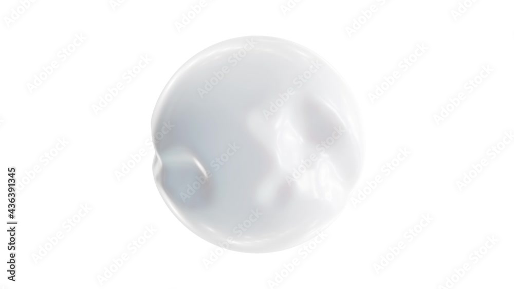 Seamless looping 3D animation of the abstract morphing creamy white form rendered in UHD with alpha matte