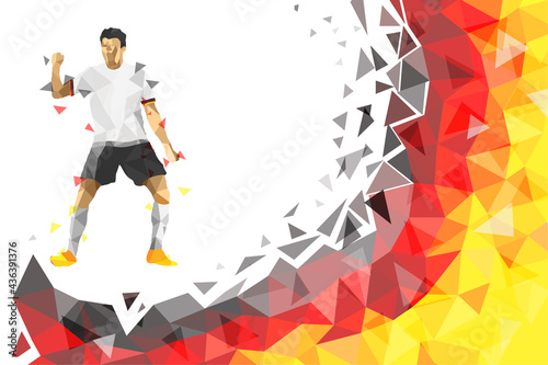 soccer football player low-poly style concept with Germany Flag Black Red and Yellow color gradient vector illustration 