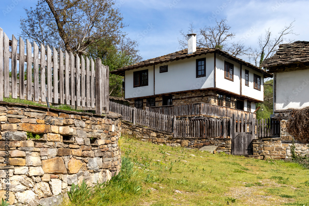 Typical street and old houses at historical village of Bozhentsi, Bulgaria Typical street and old houses at historical village of Bozhentsi, Bulgaria