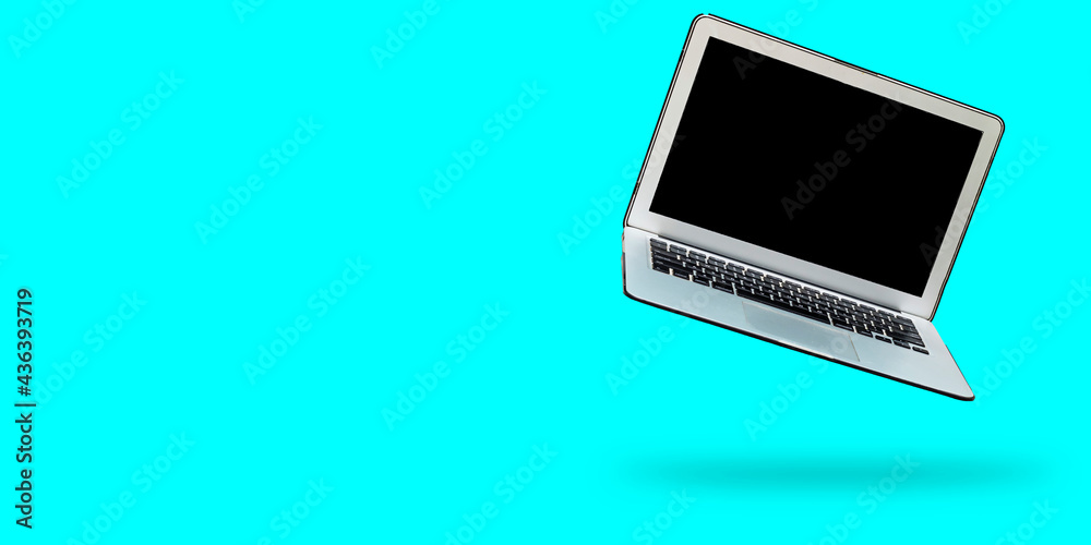 flying modern laptop with blank screen and new design flying modern laptop with blank screen and new design