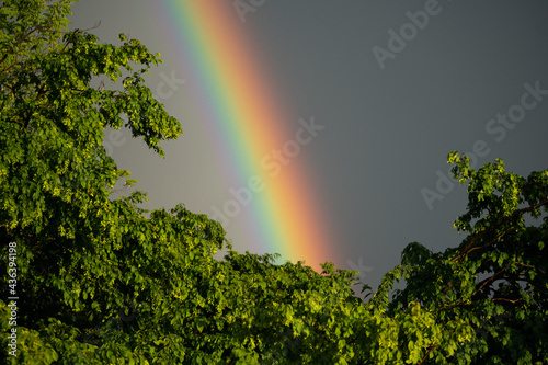 Tableau sur toile Rainbow sky after the rain real photo