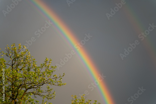 Tableau sur toile Rainbow sky after the rain real photo