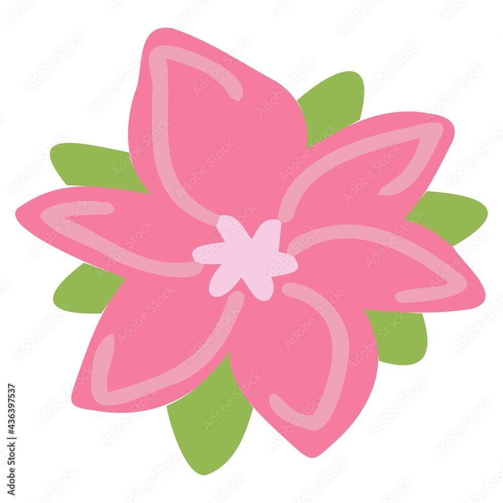 Vector pink flower of interesting shape with green petals. Flowers for the design of children's cards, banners, printing on fabric. Vector pink flower of interesting shape with green petals. Flowers for the design of children's cards, banners, printing on fabric.