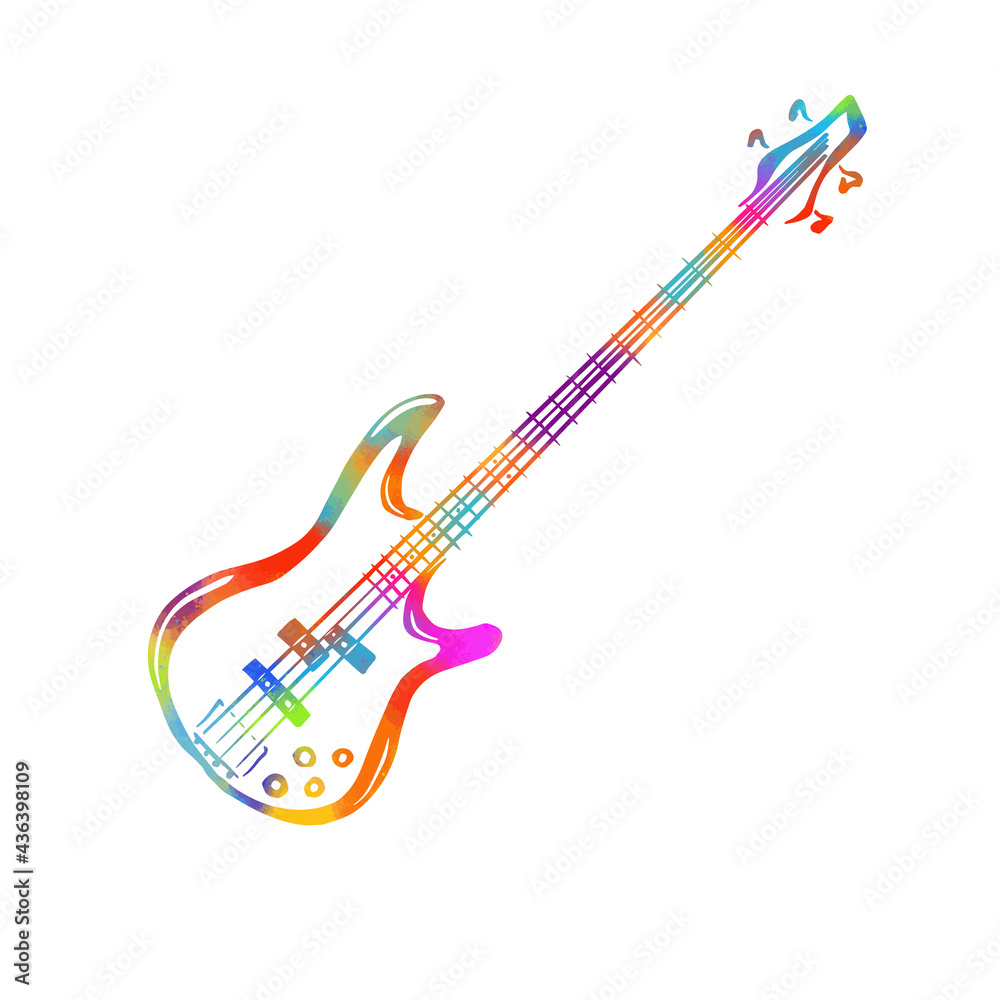 Fototapeta premium Abstraction guitar with notes. Vector illustration