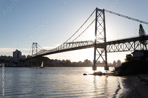 bay bridge city of Florianópolis Island and Hercílio Luz Bridge, Santa Catarina, Brazil, florianopolis
