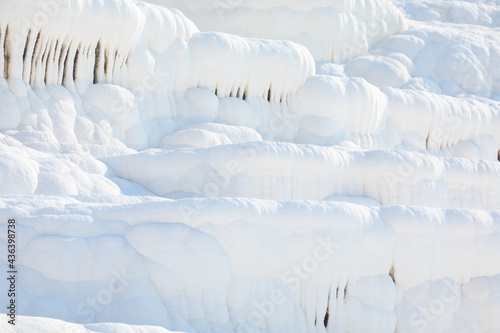 White texture of travertine terraces at Pamukkale, Turkey © Aleh Varanishcha