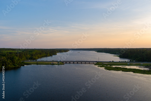 sunset over the lake  photo