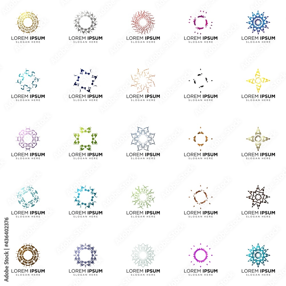 set of full color modern logo designs