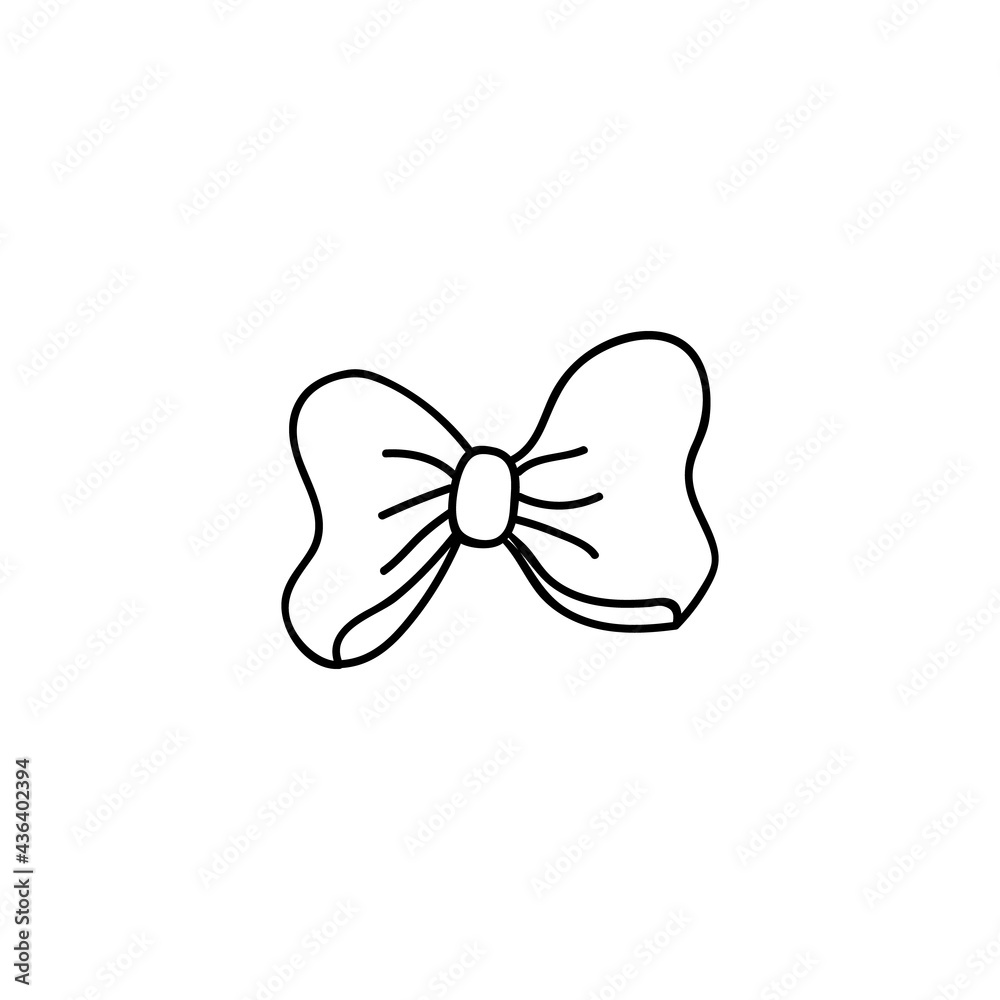 Single hand drawn ribbon bow. Vector illustration in doodle style. Single hand drawn ribbon bow. Vector illustration in doodle style.