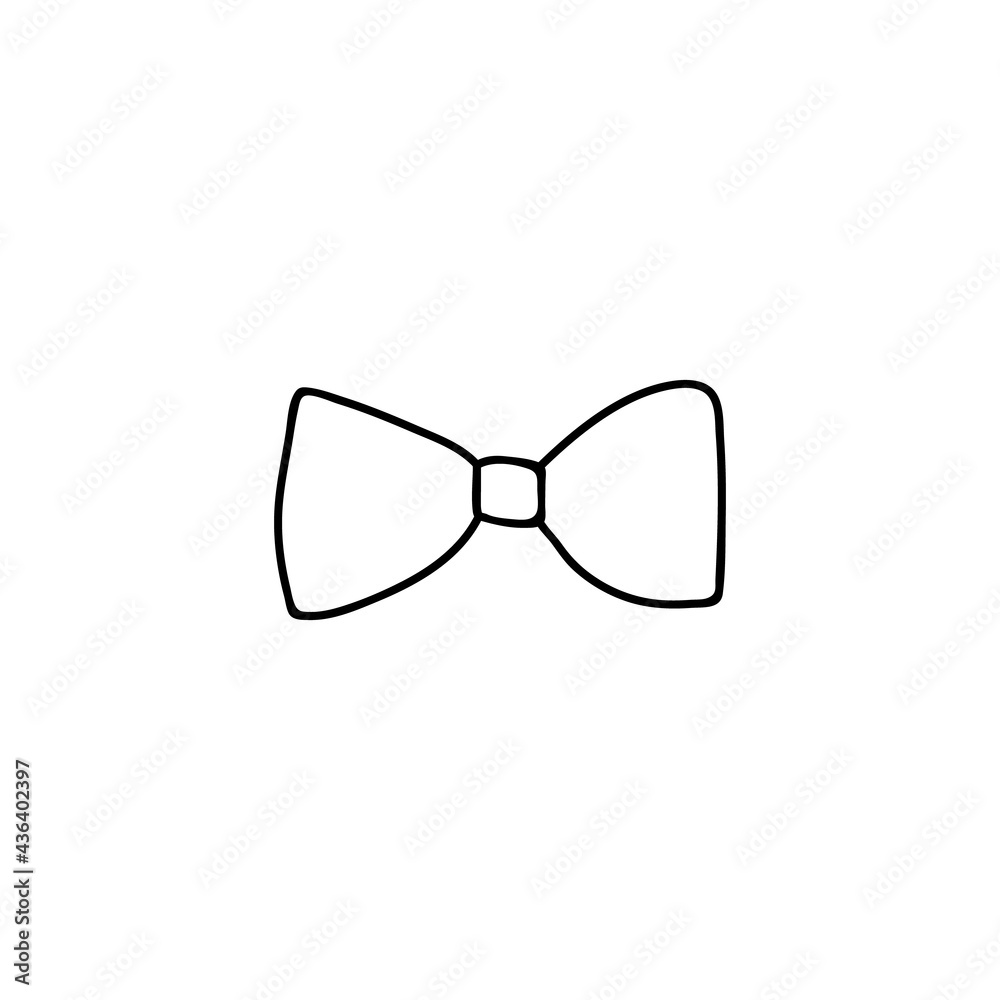 Fototapeta premium Single hand drawn ribbon bow. Vector illustration in doodle style.