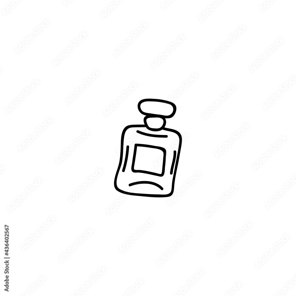 Single hand drawn perfume bottle. Vector illustration in doodle style. Isolate on a white background. Single hand drawn perfume bottle. Vector illustration in doodle style. Isolate on a white background.