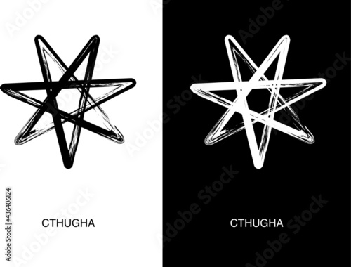 Poster in two color versions. Cthugha the Living Flame. The sign of the creature from Lovecraftian Bestiary. Great Old Ones in the Cthulhu Mythos.