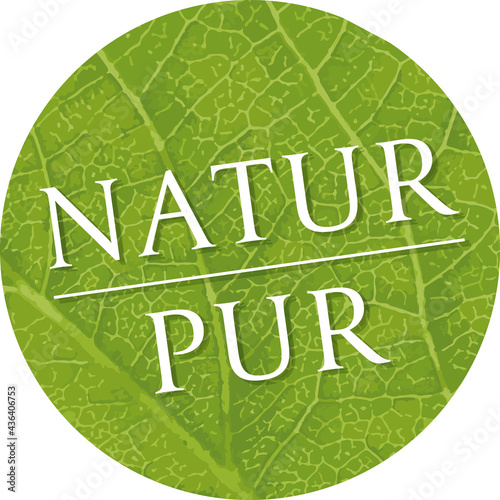 grünes Siegel Natur pur mit Blattstruktur