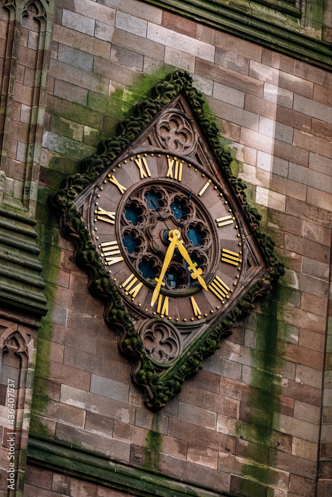 Fototapeta premium New York City - USA - Mar 30 2021: Close up detail of Trinity Church Wall Street in Lower Manhattan