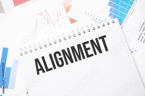 alignment text on paper on the chart background with pen