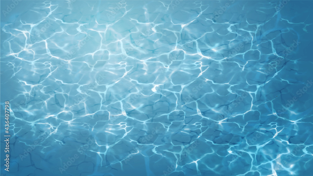 Blue and clear water texture. Swimming pool rippled water background