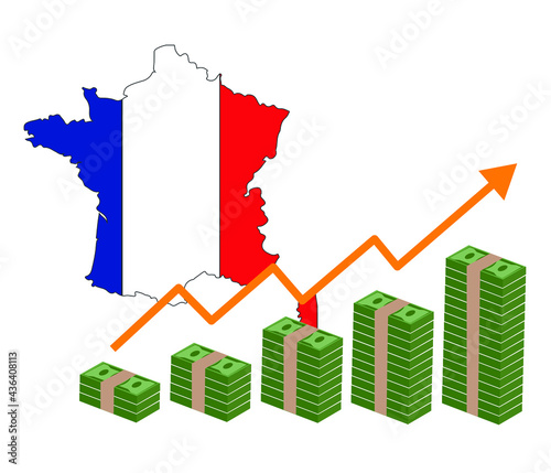 Economic growth in France concept, 3D rendering isolated on white background