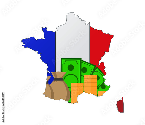 Economic growth in France concept, 3D rendering isolated on white background
