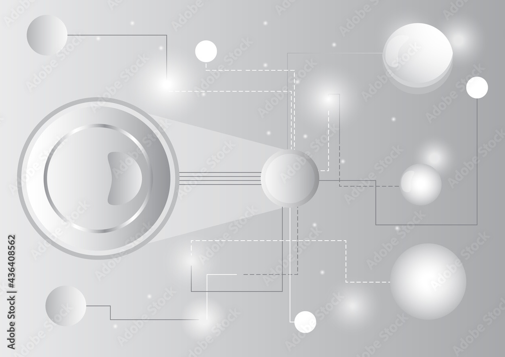 White circle and technology chain. Abstract futuristic background