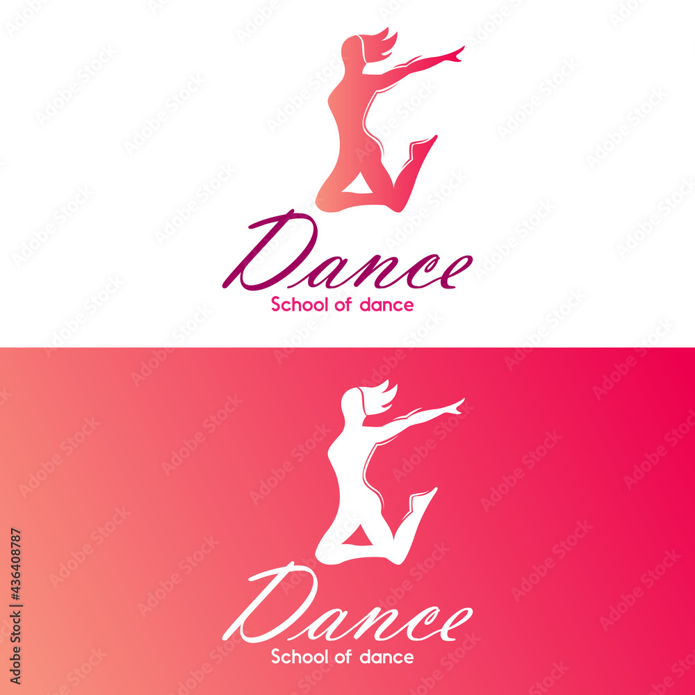 Dancer sillhuete logotype design concept vector template  abstract