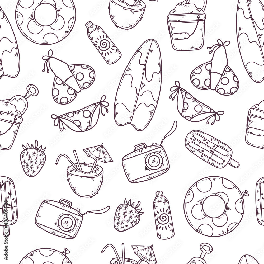 Hand drawn summer elements collection Vector. Hand drawn summer elements collection Vector.