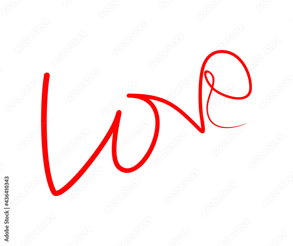 Fototapeta premium Hand drawn red love word